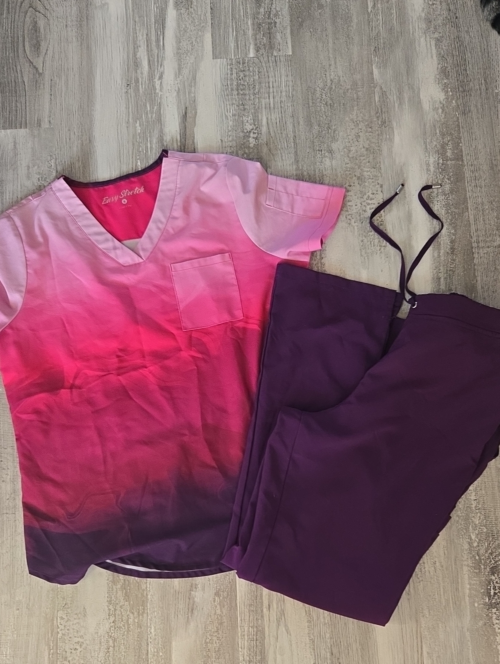 Pink Ombre V-Neck Scrub Set